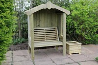 Garden Arbour seating, bespoke garden furniture, designed garden furniture