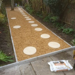 Stepping stone path, gravel path, garden path, landscaping